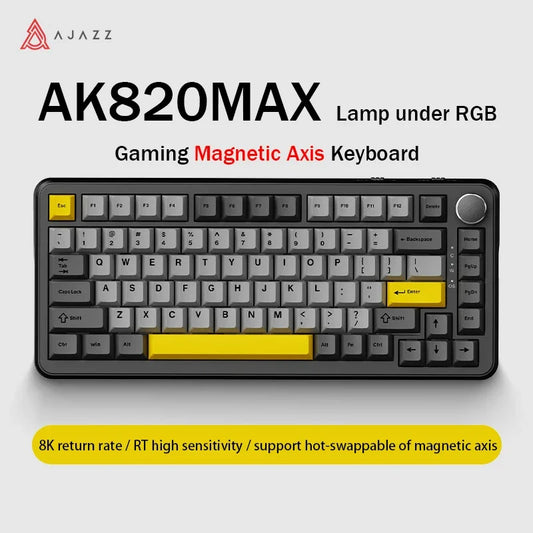 AK820MAX Magnetic Axis Wire/Wireless RGB Mechanical Keyboard Gasket Structure Full-Key Hot-Swappable for E-Sports Keyboard